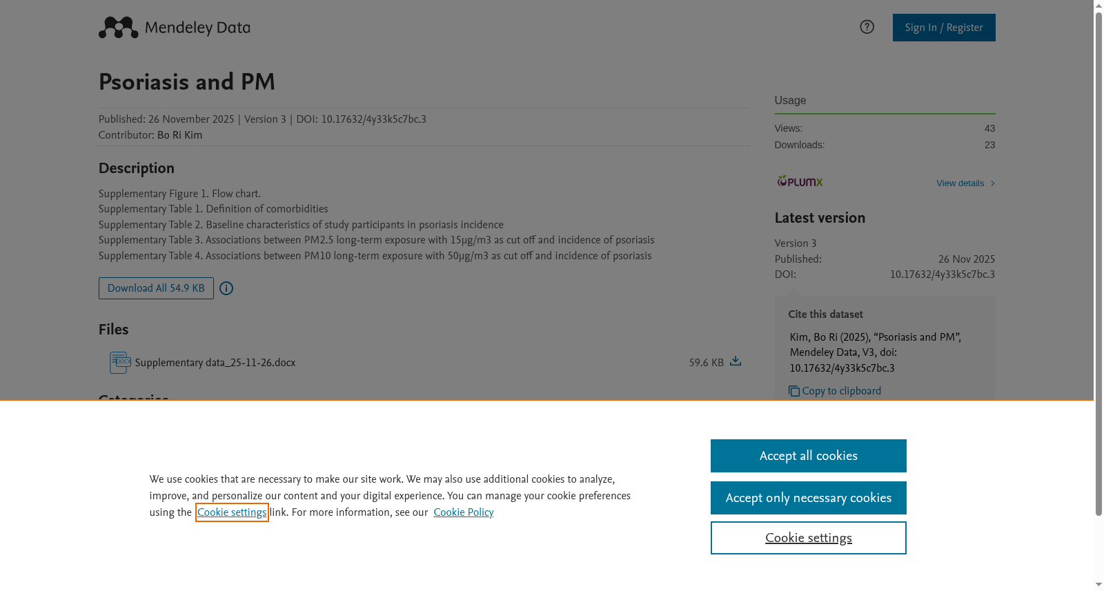 银屑病与细颗粒物关联数据集