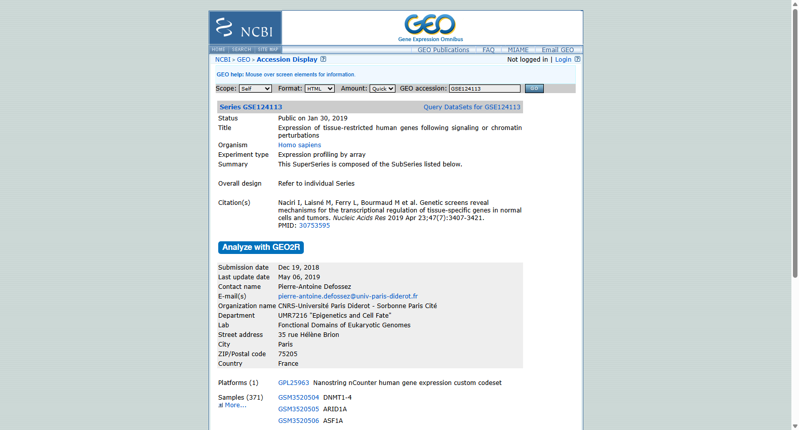GEO GSE124113 甲状旁腺腺瘤转录组数据集