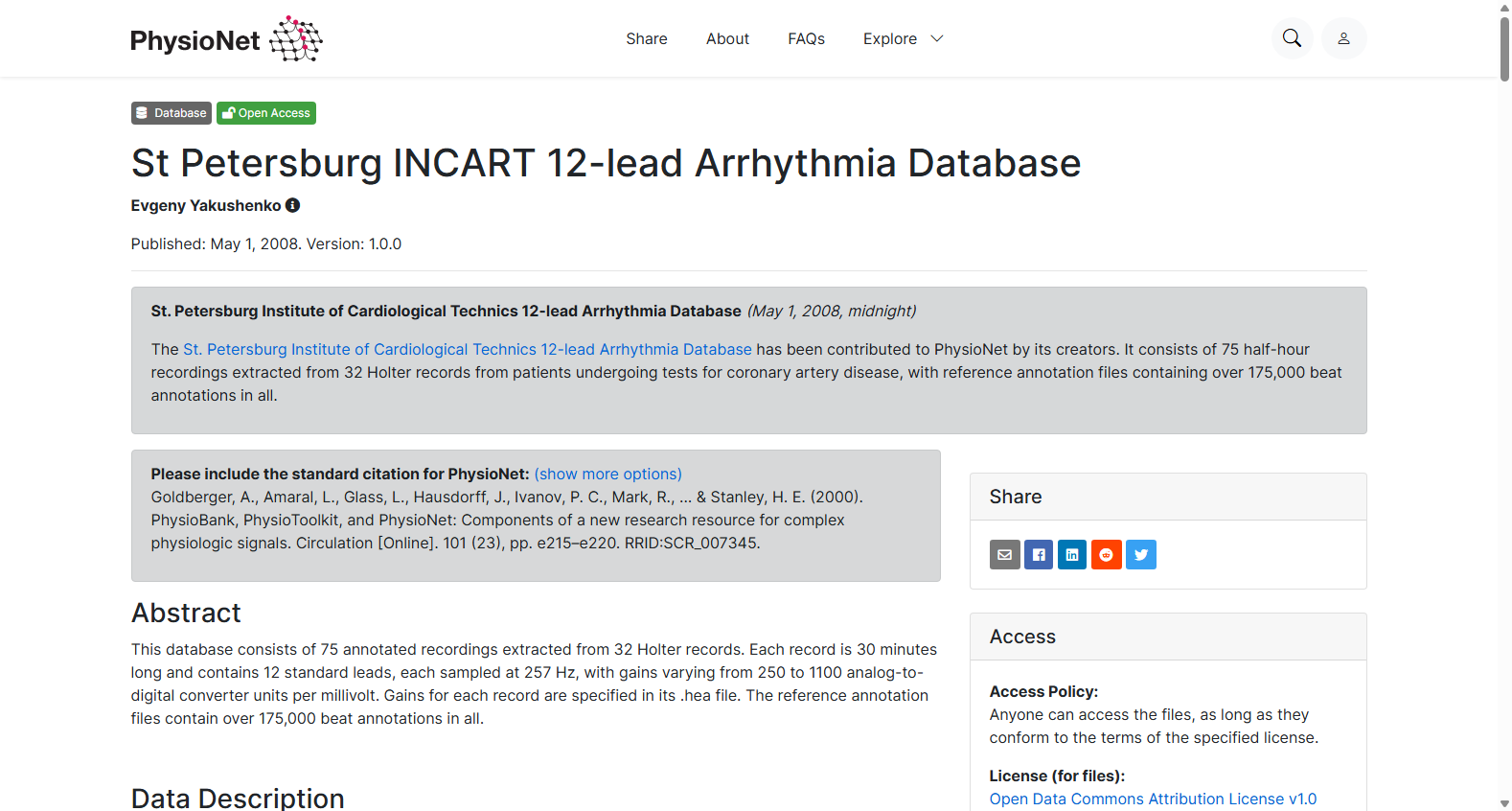 INCART 12导联心律失常数据库