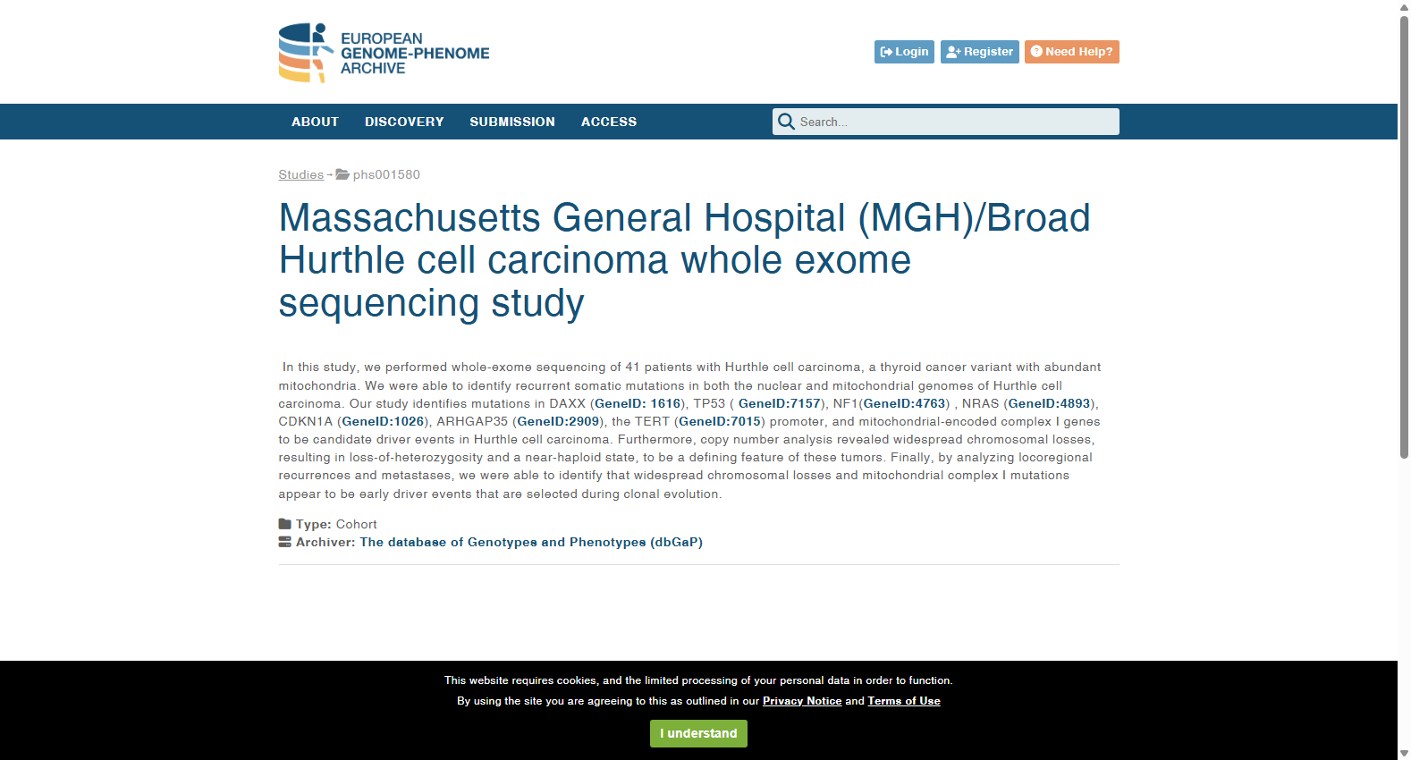 MGH/Broad Hürthle细胞癌全外显子组数据集