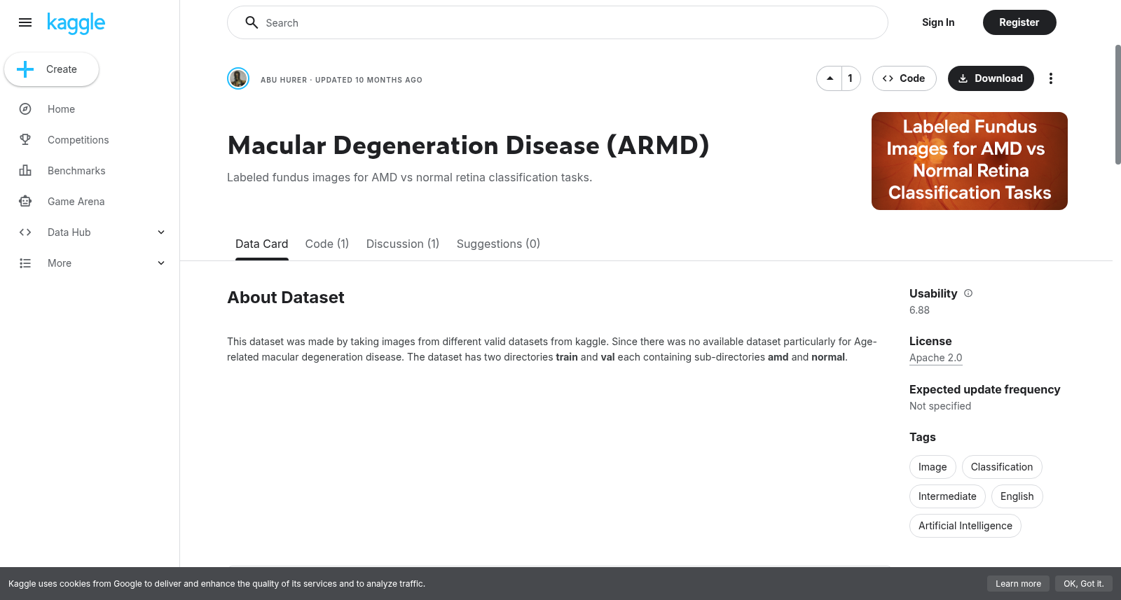 年龄相关性黄斑变性（ARMD）数据集