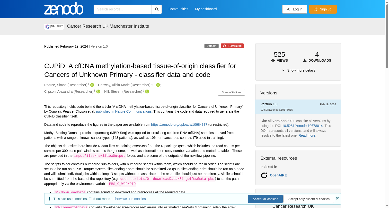 CUPiD：基于cfDNA甲基化的原发灶不明癌组织来源分类器 - 分类器数据与代码