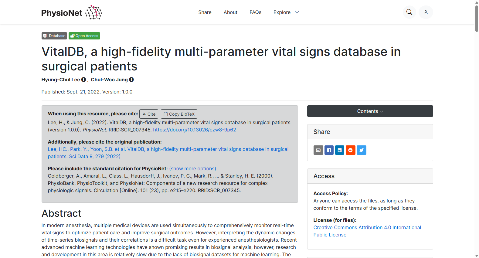 VitalDB 围术期多元生命体征高保真数据库