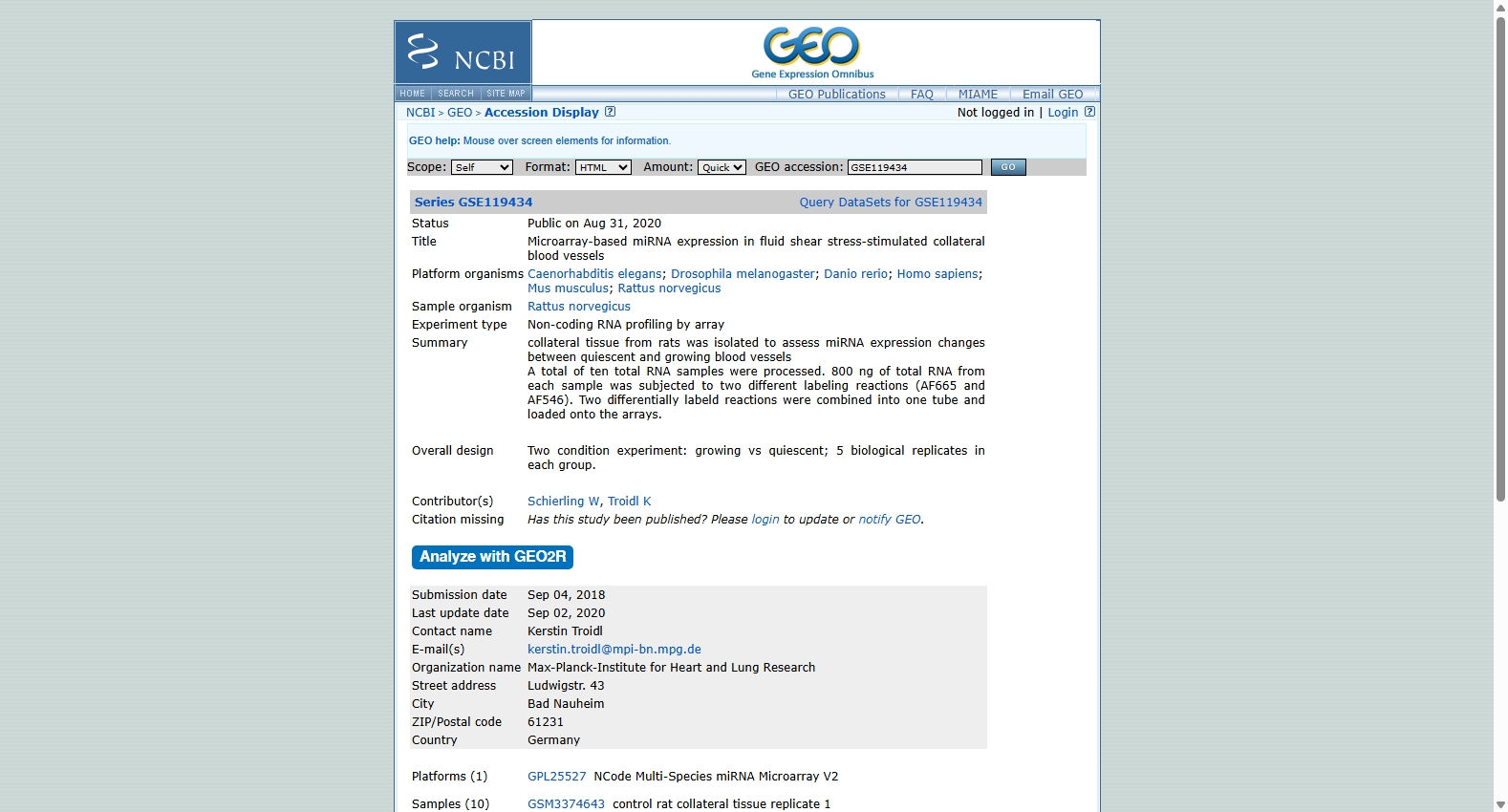 GEO 艾迪生病患者CD4+ T细胞基因表达谱数据集 (GSE119434)