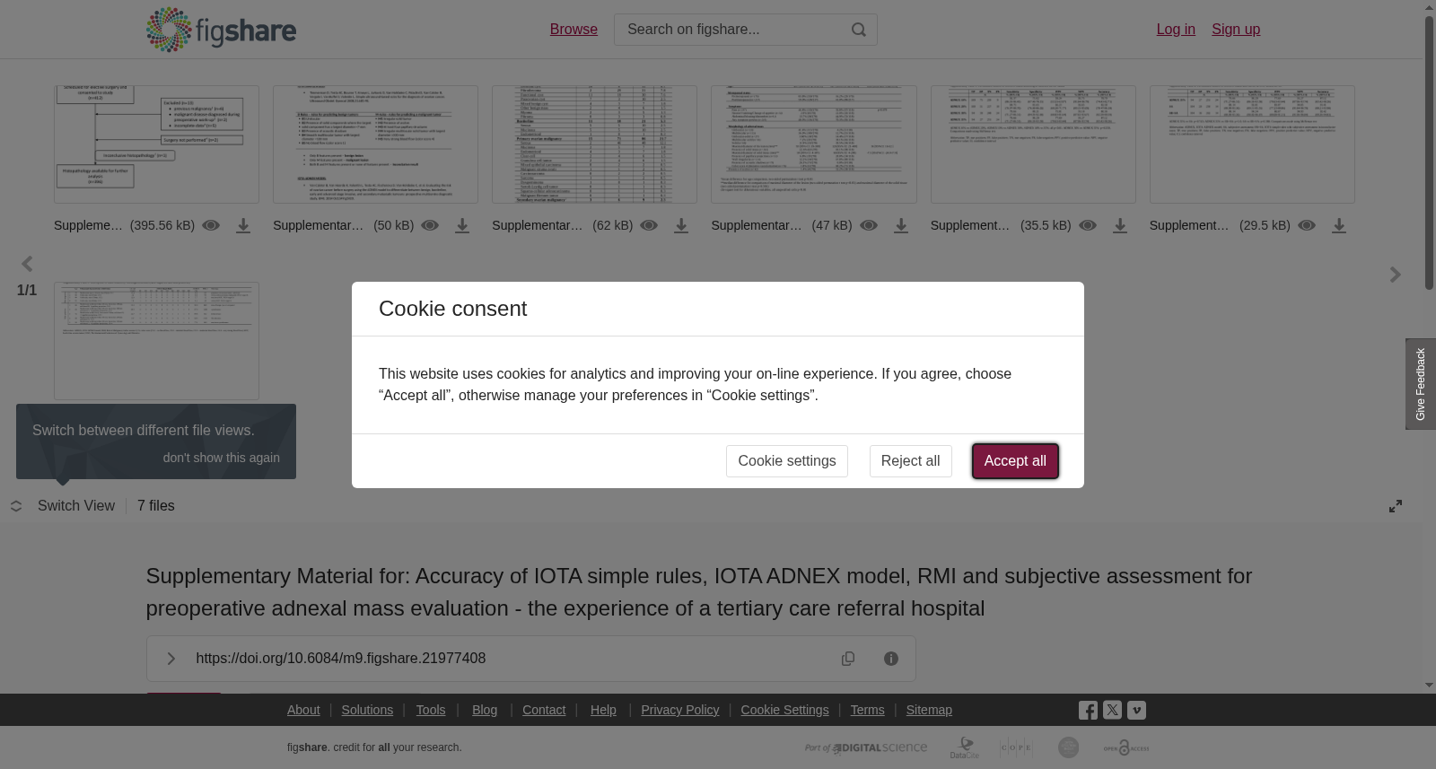 IOTA简单规则、IOTA ADNEX模型、RMI及主观评估在附件肿块术前评估中的准确性数据集