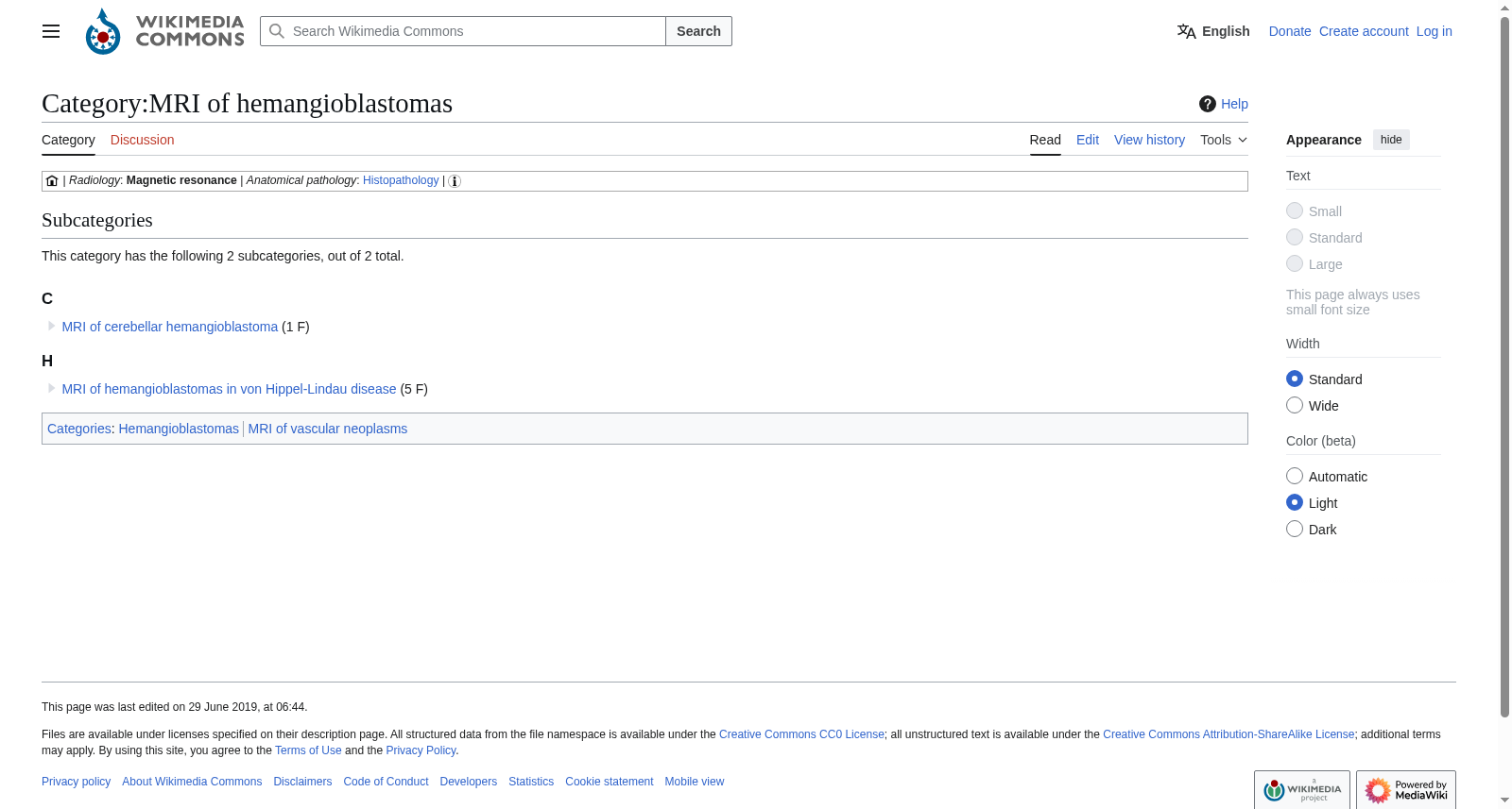 Wikimedia血管母细胞瘤MRI集
