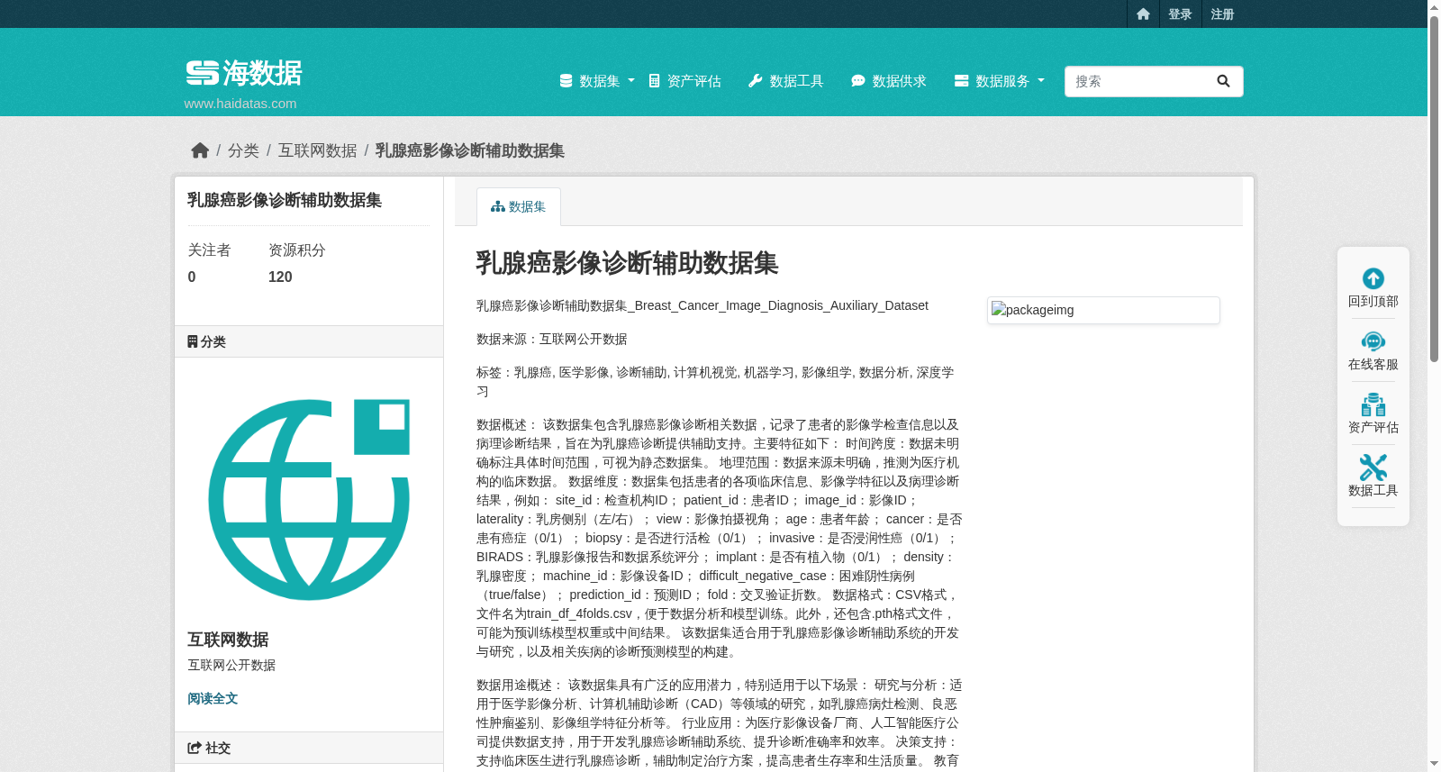 乳腺癌影像诊断辅助数据集