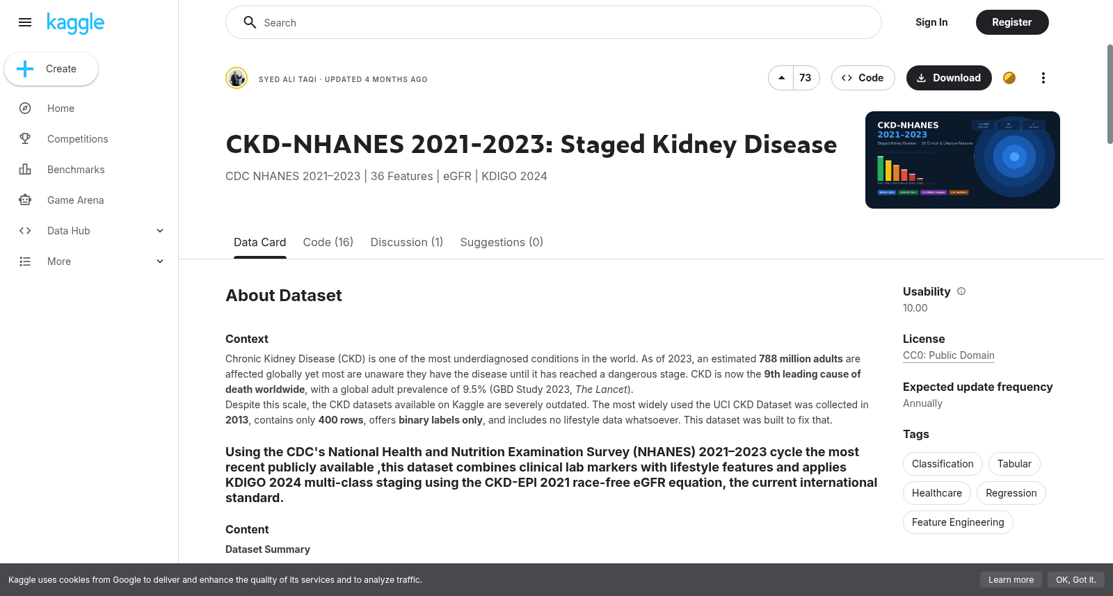 CKD-NHANES 2021-2023:慢性肾脏病分期数据集