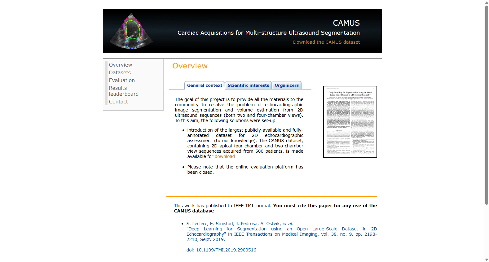 CAMUS心脏超声分割数据集