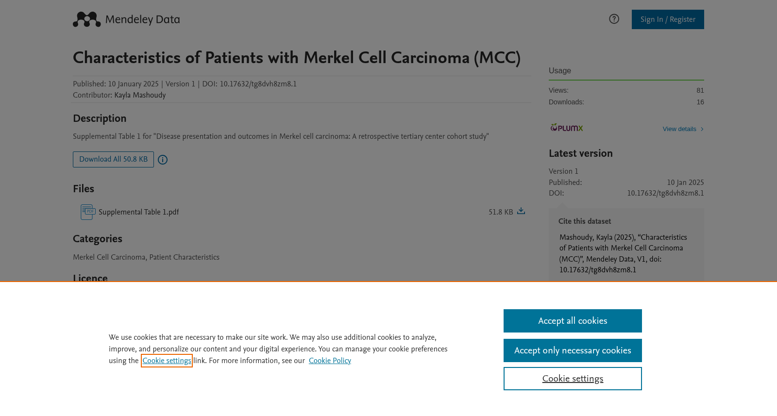 默克尔细胞癌（MCC）患者特征数据集