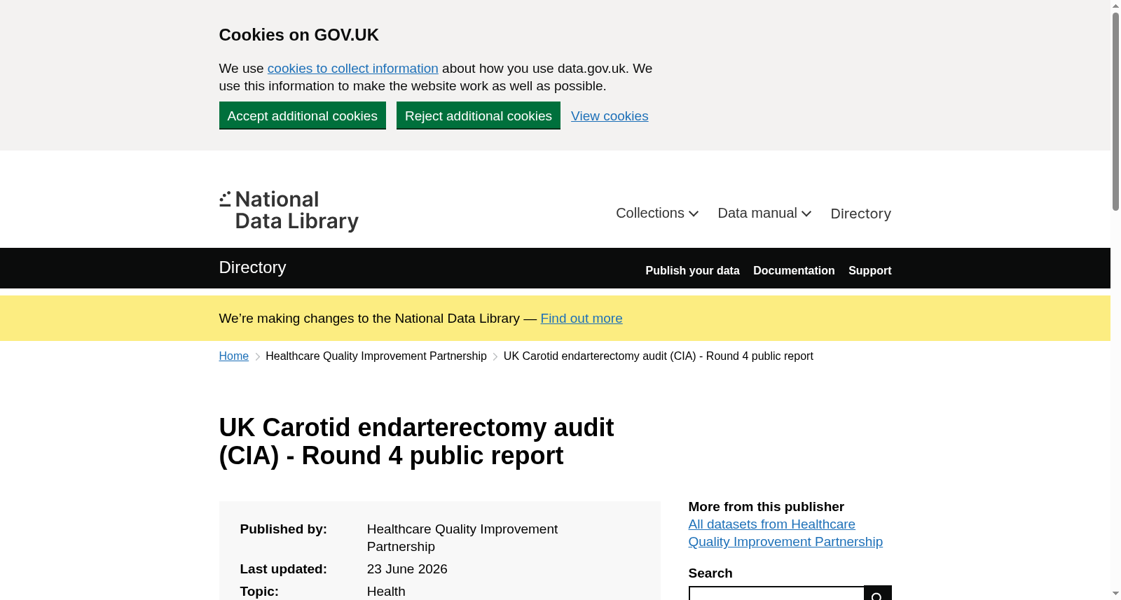 英国颈动脉内膜切除术审计（CIA） - 第四轮公开报告