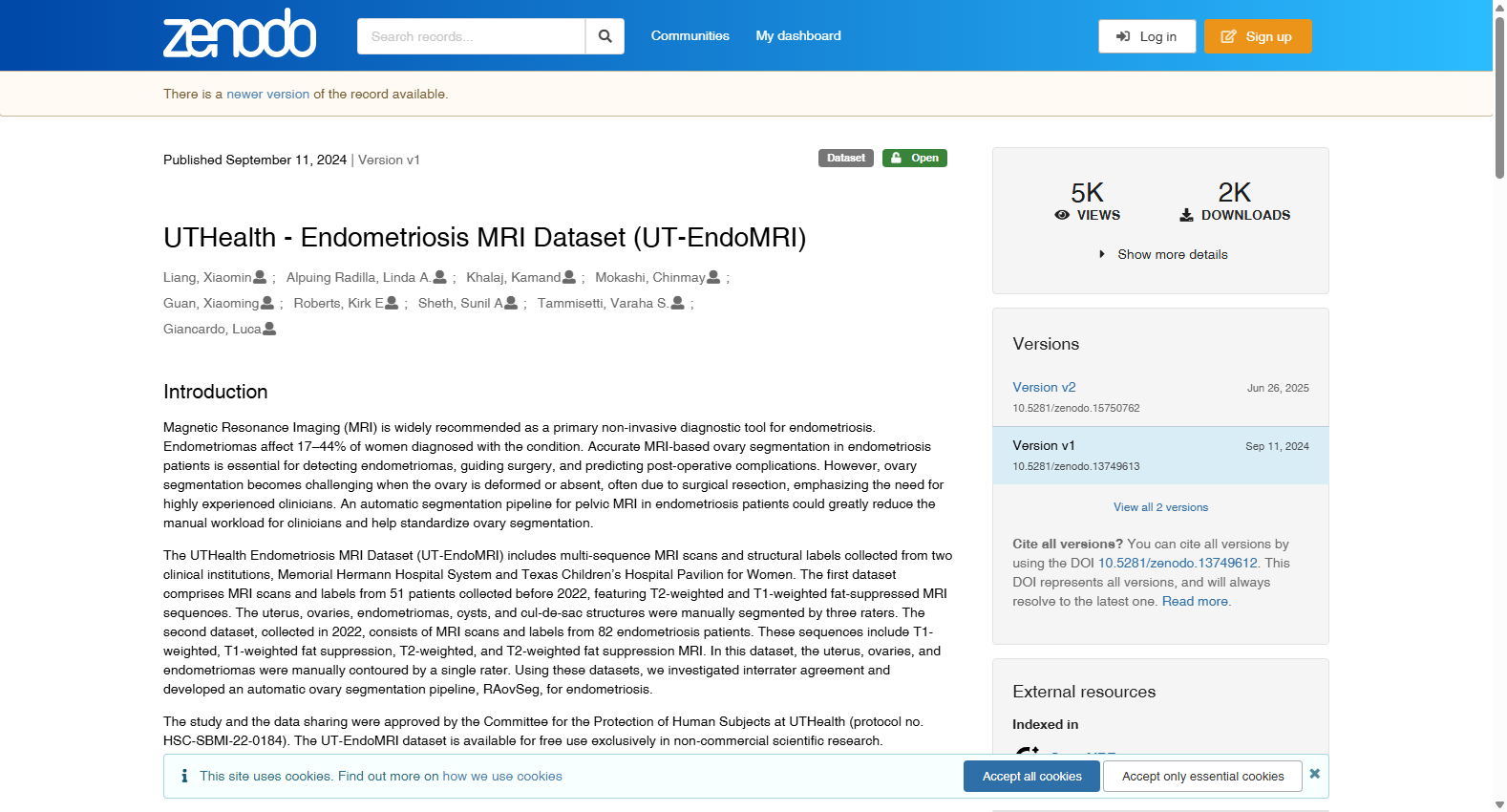 UTHealth子宫内膜异位症MRI数据集