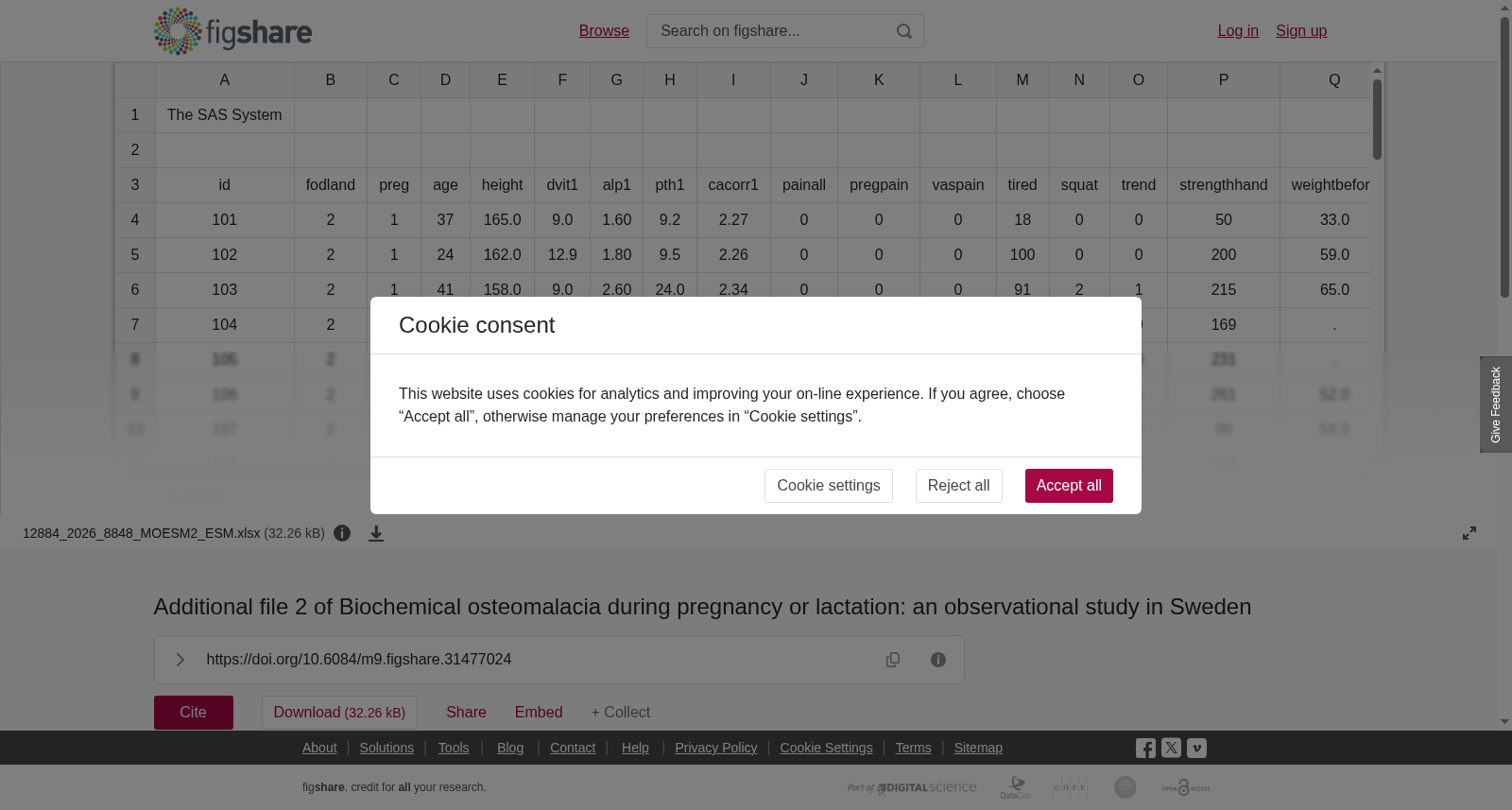 瑞典妊娠或哺乳期生化骨软化症观察性研究的补充材料2